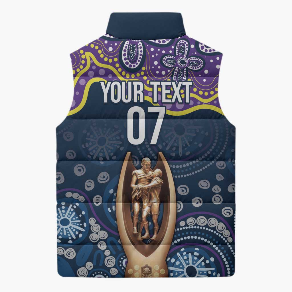 Melbourne Rugby NRL Custom Indigenous Sleeveless Puffer Jacket Raging Storms - Aussie Hoodie