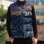 Melbourne Rugby NRL Custom Indigenous Sleeveless Puffer Jacket Raging Storms - Aussie Hoodie