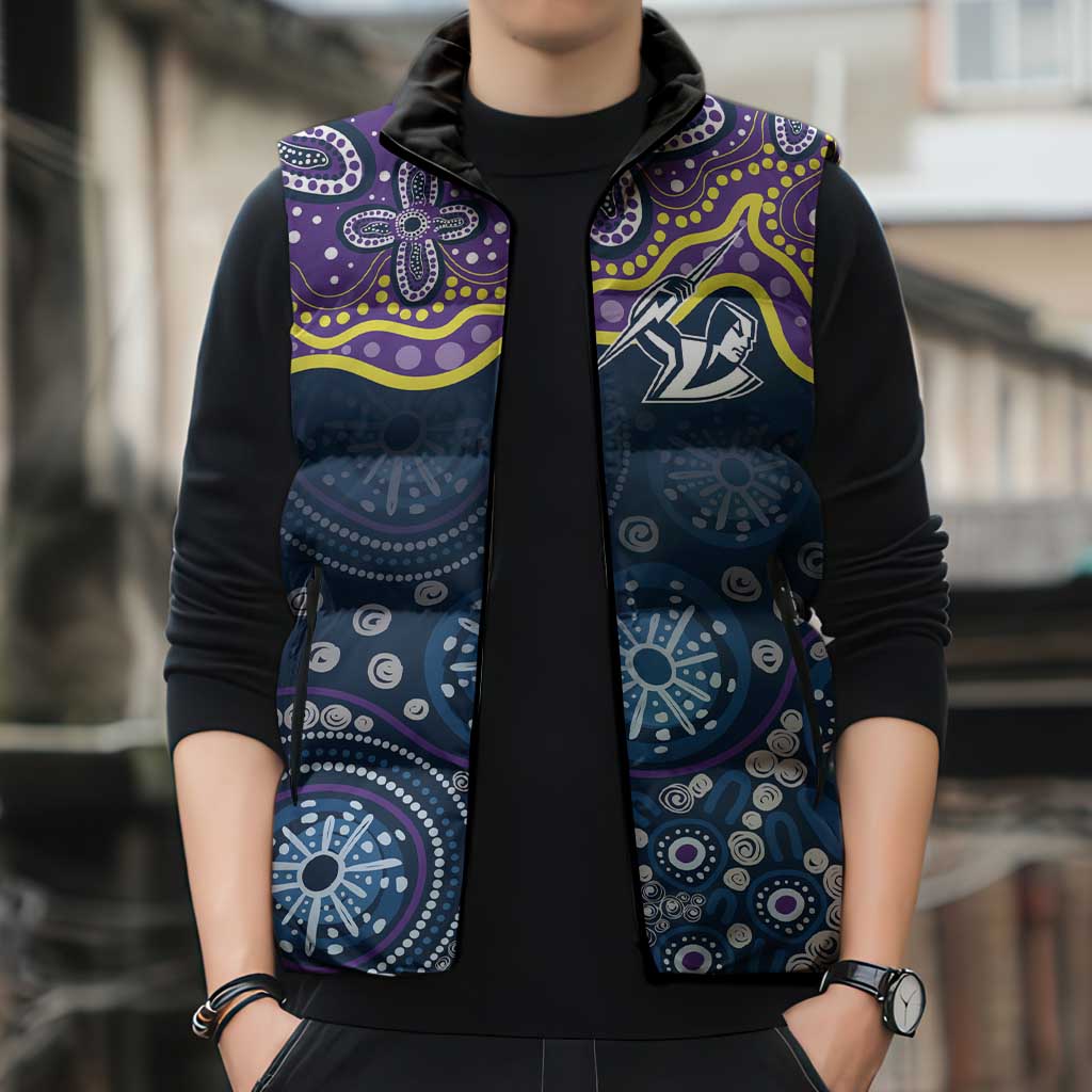 Melbourne Rugby NRL Custom Indigenous Sleeveless Puffer Jacket Raging Storms - Aussie Hoodie