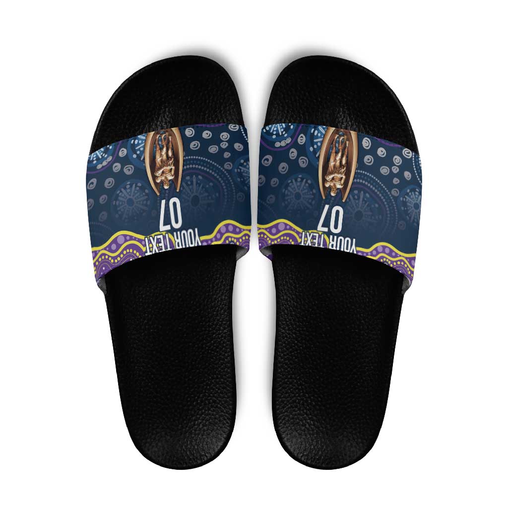 Melbourne Rugby NRL Custom Indigenous Slide Sandals Raging Storms - Aussie Hoodie