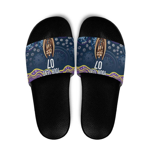 Melbourne Rugby NRL Custom Indigenous Slide Sandals Raging Storms - Aussie Hoodie
