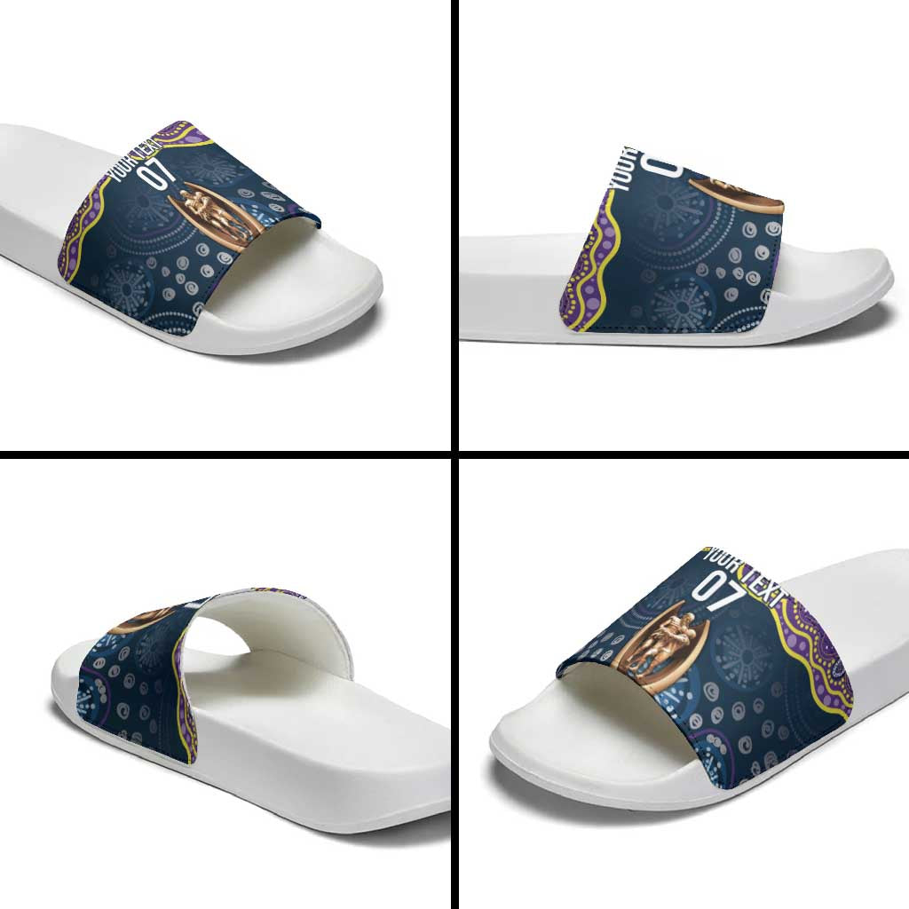 Melbourne Rugby NRL Custom Indigenous Slide Sandals Raging Storms - Aussie Hoodie