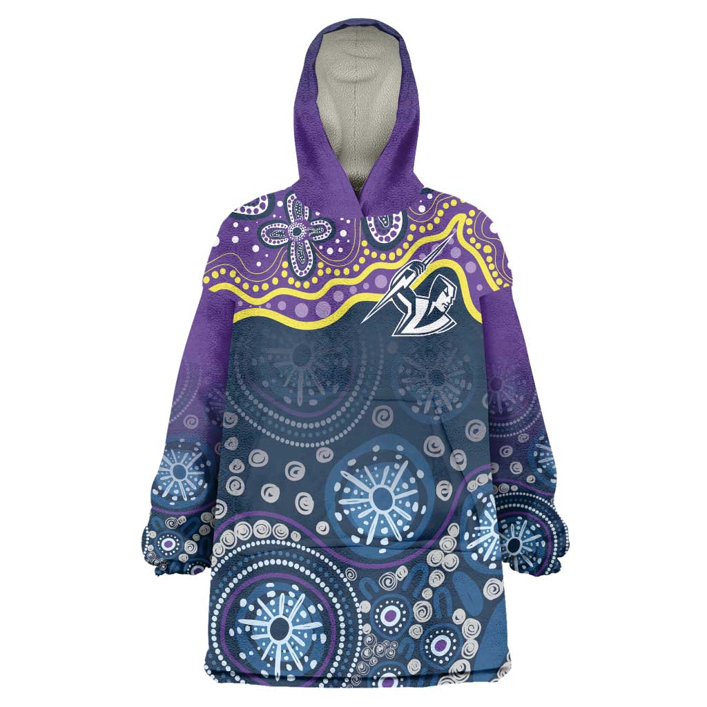 Melbourne Rugby NRL Custom Indigenous Wearable Blanket Hoodie Raging Storms - Aussie Hoodie