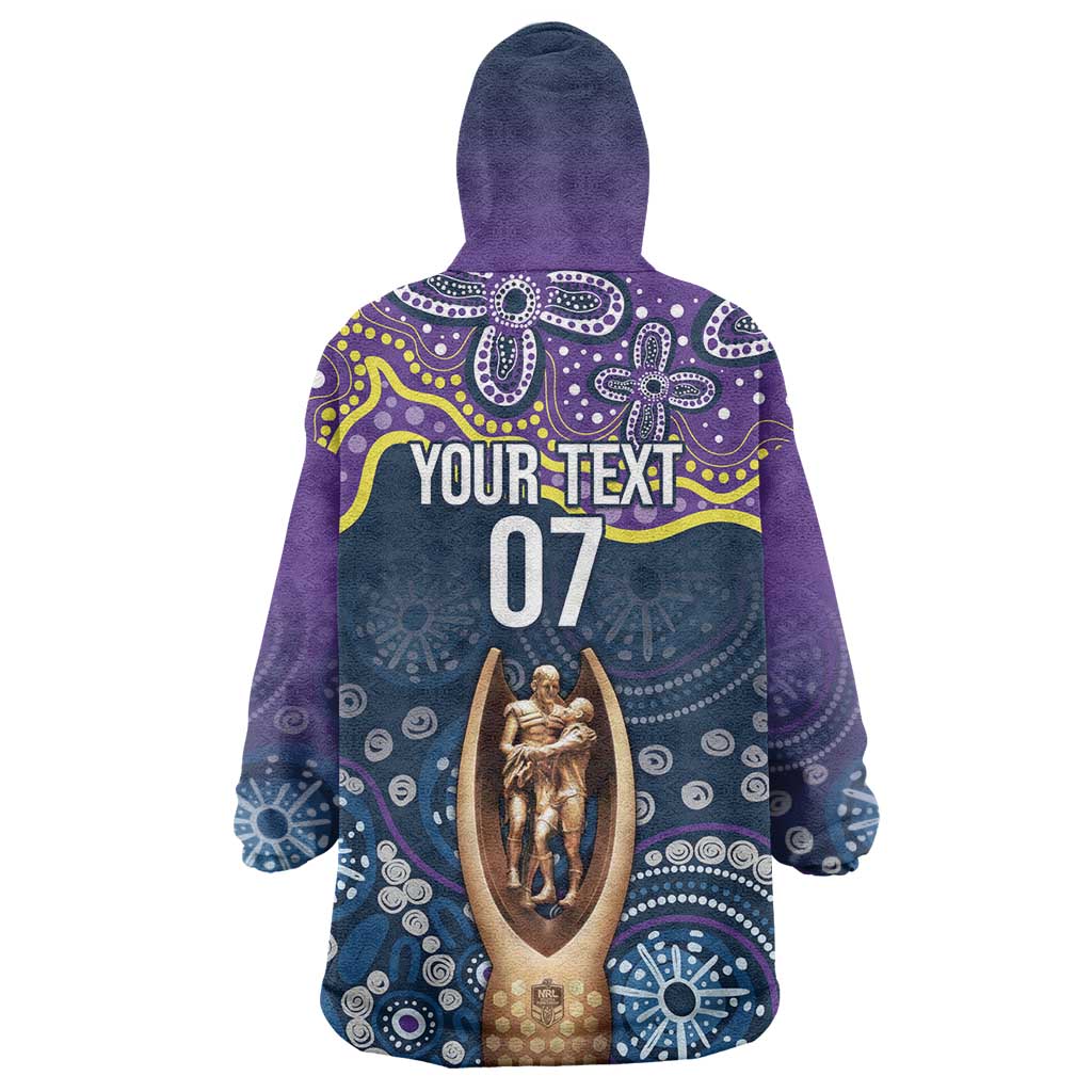 Melbourne Rugby NRL Custom Indigenous Wearable Blanket Hoodie Raging Storms - Aussie Hoodie