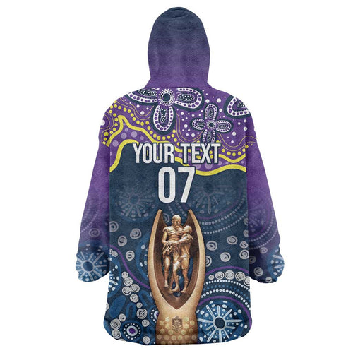 Melbourne Rugby NRL Custom Indigenous Wearable Blanket Hoodie Raging Storms - Aussie Hoodie