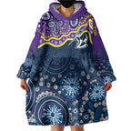 Melbourne Rugby NRL Custom Indigenous Wearable Blanket Hoodie Raging Storms - Aussie Hoodie