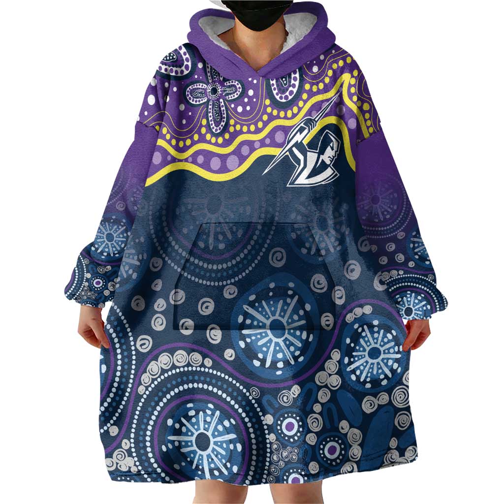 Melbourne Rugby NRL Custom Indigenous Wearable Blanket Hoodie Raging Storms - Aussie Hoodie