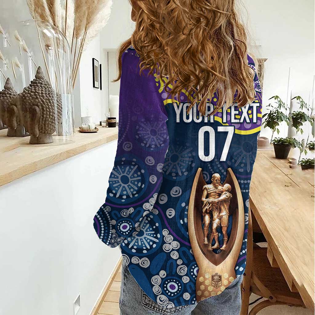 Melbourne Rugby NRL Custom Indigenous Women Casual Shirt Raging Storms - Aussie Hoodie