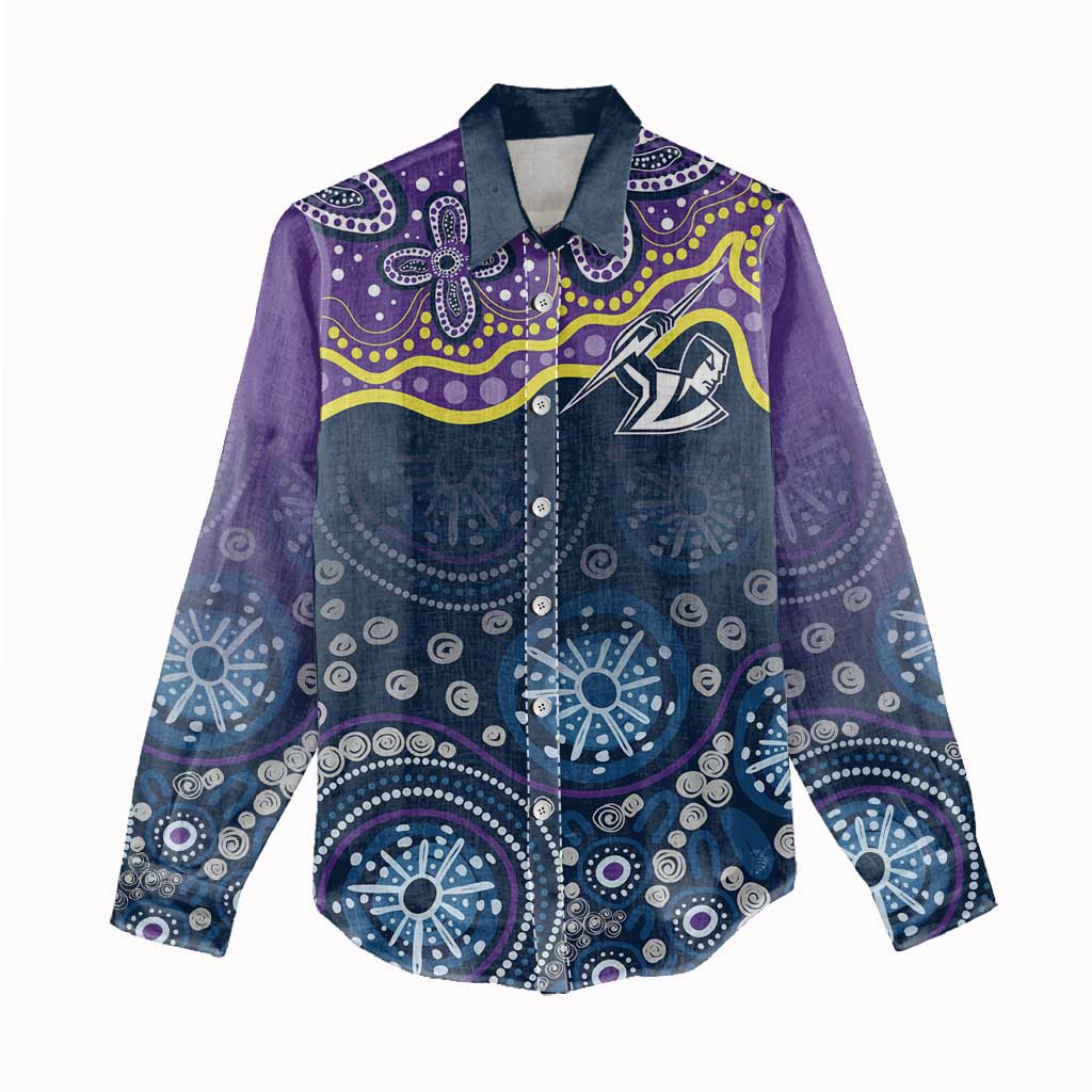 Melbourne Rugby NRL Custom Indigenous Women Casual Shirt Raging Storms - Aussie Hoodie
