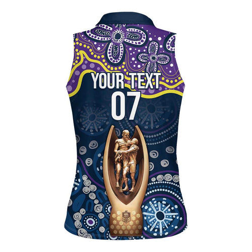 Melbourne Rugby NRL Custom Indigenous Women Sleeveless Polo Shirt Raging Storms - Aussie Hoodie