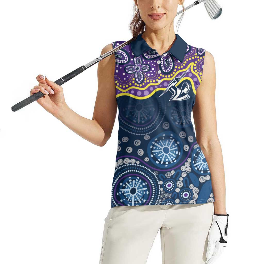 Melbourne Rugby NRL Custom Indigenous Women Sleeveless Polo Shirt Raging Storms - Aussie Hoodie