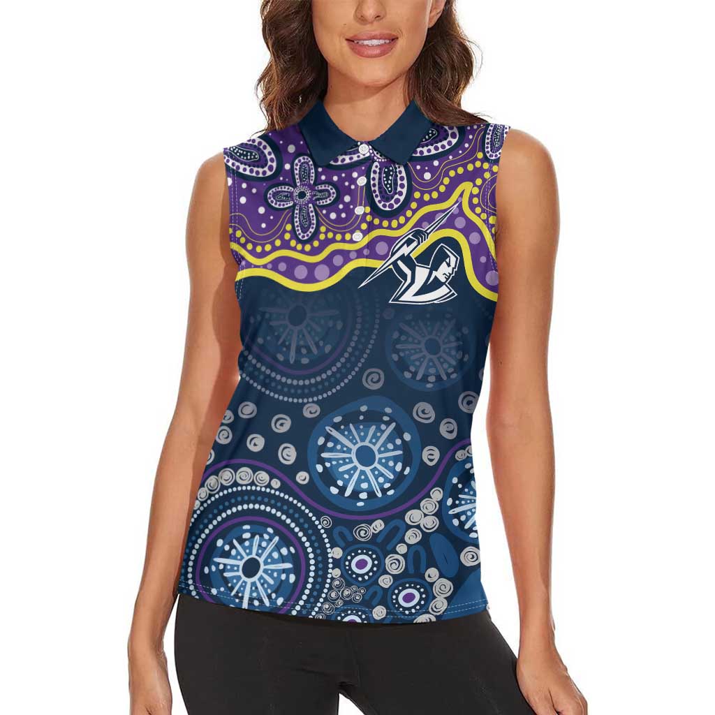 Melbourne Rugby NRL Custom Indigenous Women Sleeveless Polo Shirt Raging Storms - Aussie Hoodie