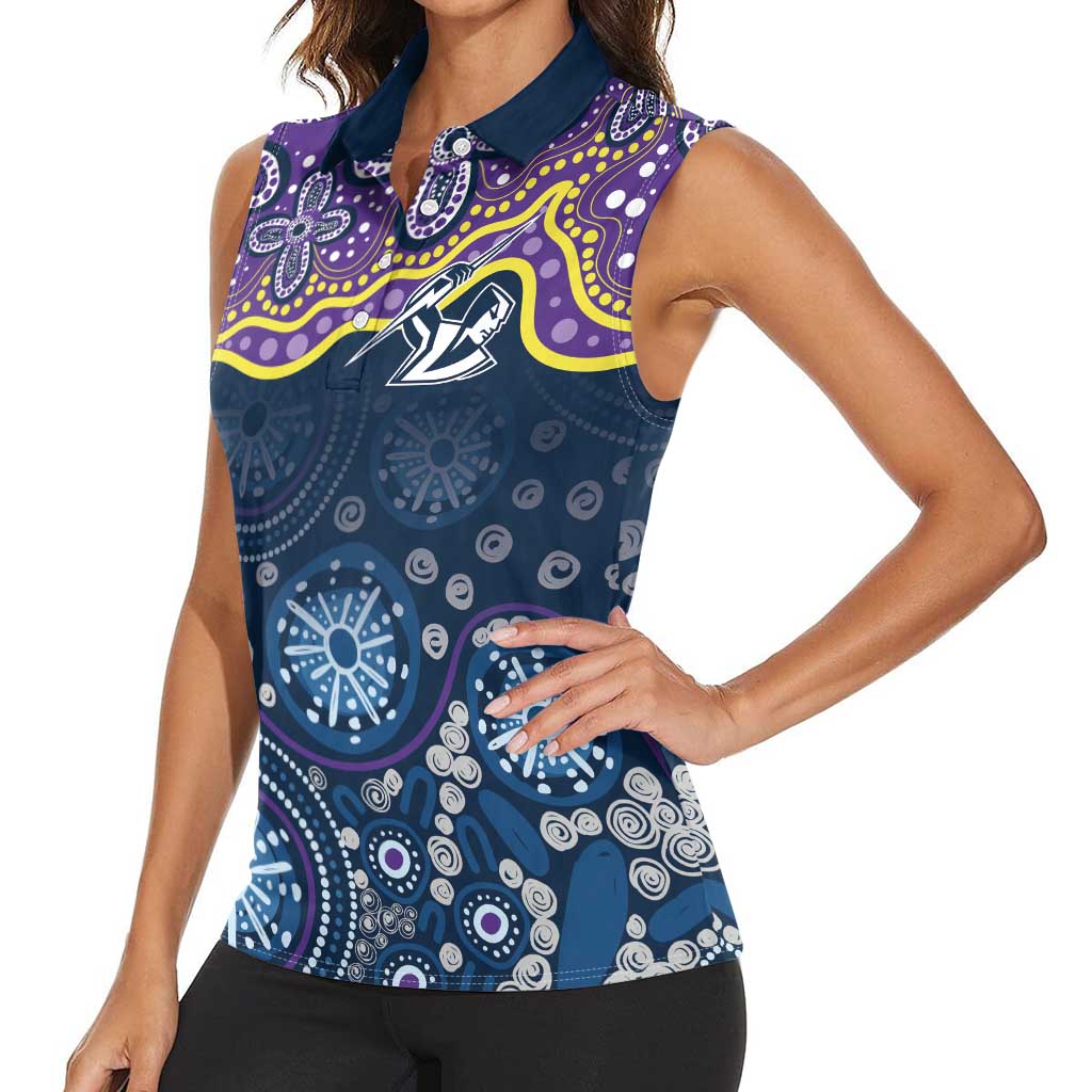 Melbourne Rugby NRL Custom Indigenous Women Sleeveless Polo Shirt Raging Storms - Aussie Hoodie