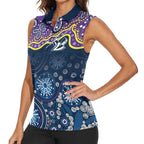Melbourne Rugby NRL Custom Indigenous Women Sleeveless Polo Shirt Raging Storms - Aussie Hoodie