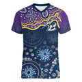 Melbourne Rugby NRL Custom Indigenous Women V-Neck T-Shirt Raging Storms - Aussie Hoodie