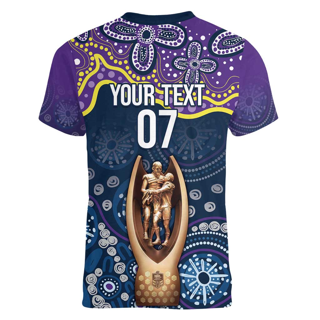 Melbourne Rugby NRL Custom Indigenous Women V-Neck T-Shirt Raging Storms - Aussie Hoodie