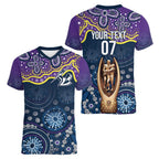 Melbourne Rugby NRL Custom Indigenous Women V-Neck T-Shirt Raging Storms - Aussie Hoodie