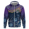Melbourne Rugby NRL Custom Indigenous Zip Hoodie Raging Storms - Aussie Hoodie