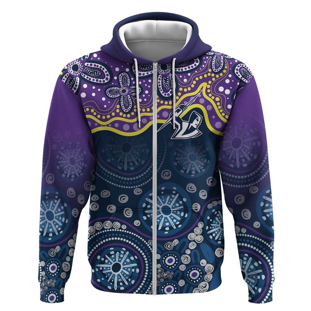 Melbourne Rugby NRL Custom Indigenous Zip Hoodie Raging Storms - Aussie Hoodie