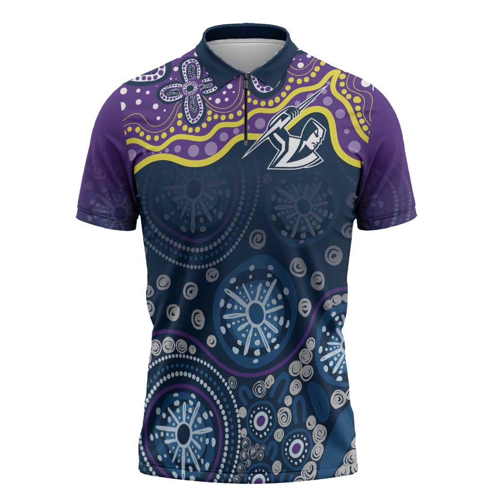 Melbourne Rugby NRL Custom Indigenous Zipper Polo Shirt Raging Storms - Aussie Hoodie