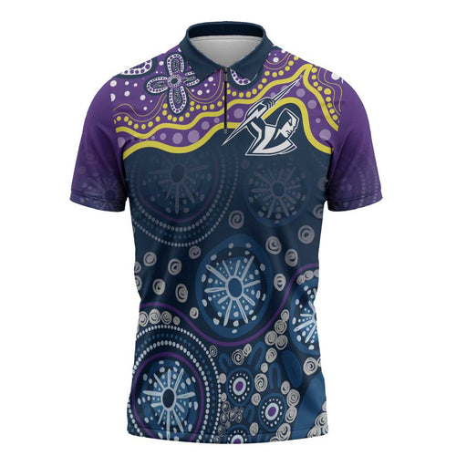Melbourne Rugby NRL Custom Indigenous Zipper Polo Shirt Raging Storms - Aussie Hoodie