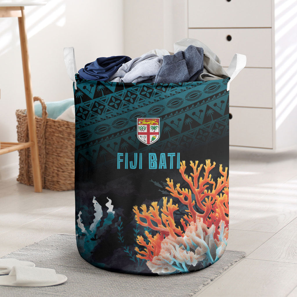 Fiji Bati Rugby Viti Masi Laundry Basket Coral Motifs