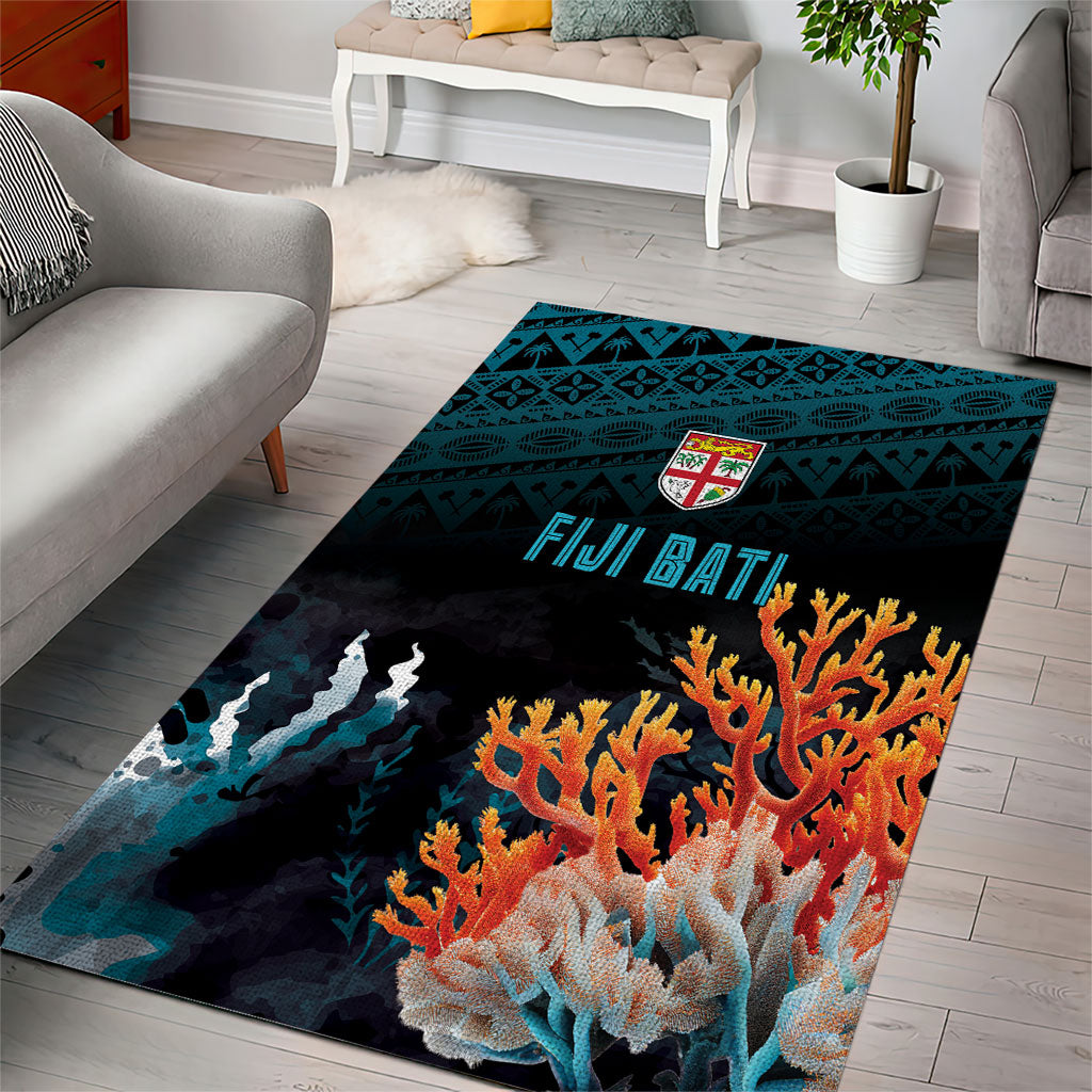 Fiji Bati Rugby Viti Masi Area Rug Coral Motifs
