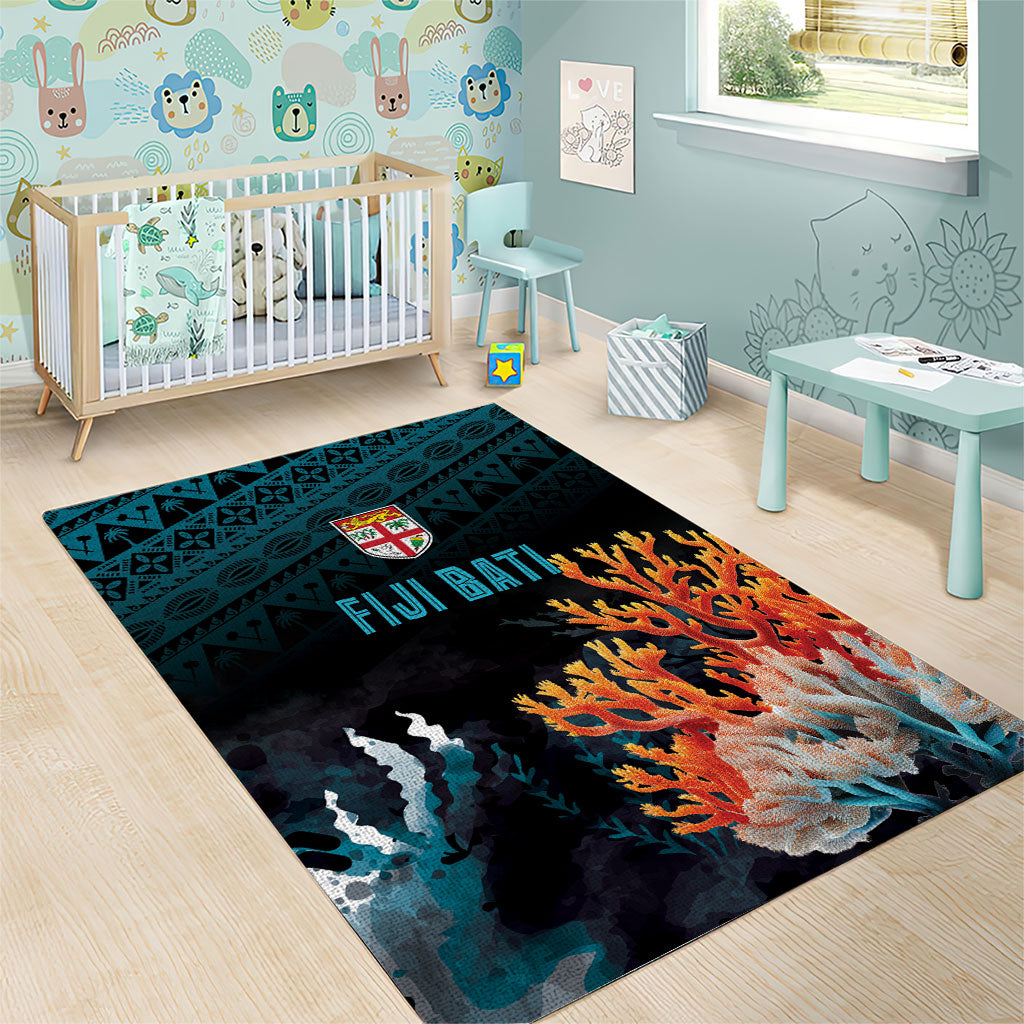 Fiji Bati Rugby Viti Masi Area Rug Coral Motifs