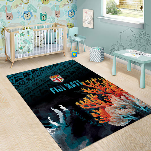Fiji Bati Rugby Viti Masi Area Rug Coral Motifs