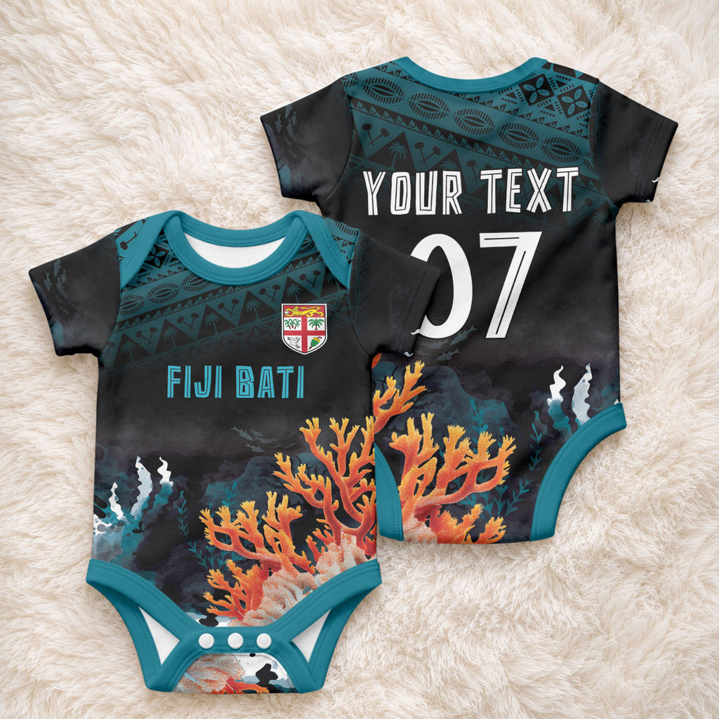 Fiji Bati Rugby Custom Viti Masi Baby Onesie Coral Motifs