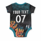 Fiji Bati Rugby Custom Viti Masi Baby Onesie Coral Motifs
