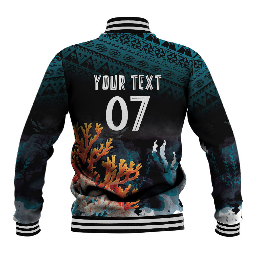 Fiji Bati Rugby Custom Viti Masi Baseball Jacket Coral Motifs