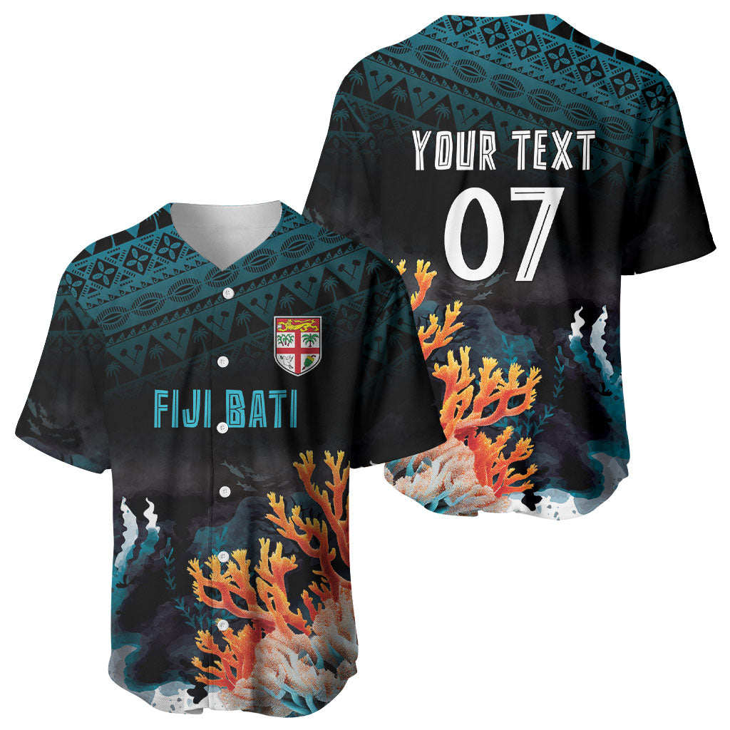 Fiji Bati Rugby Custom Viti Masi Baseball Jersey Coral Motifs