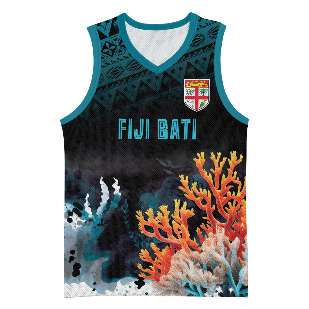 Fiji Bati Rugby Custom Viti Masi Basketball Jersey Coral Motifs