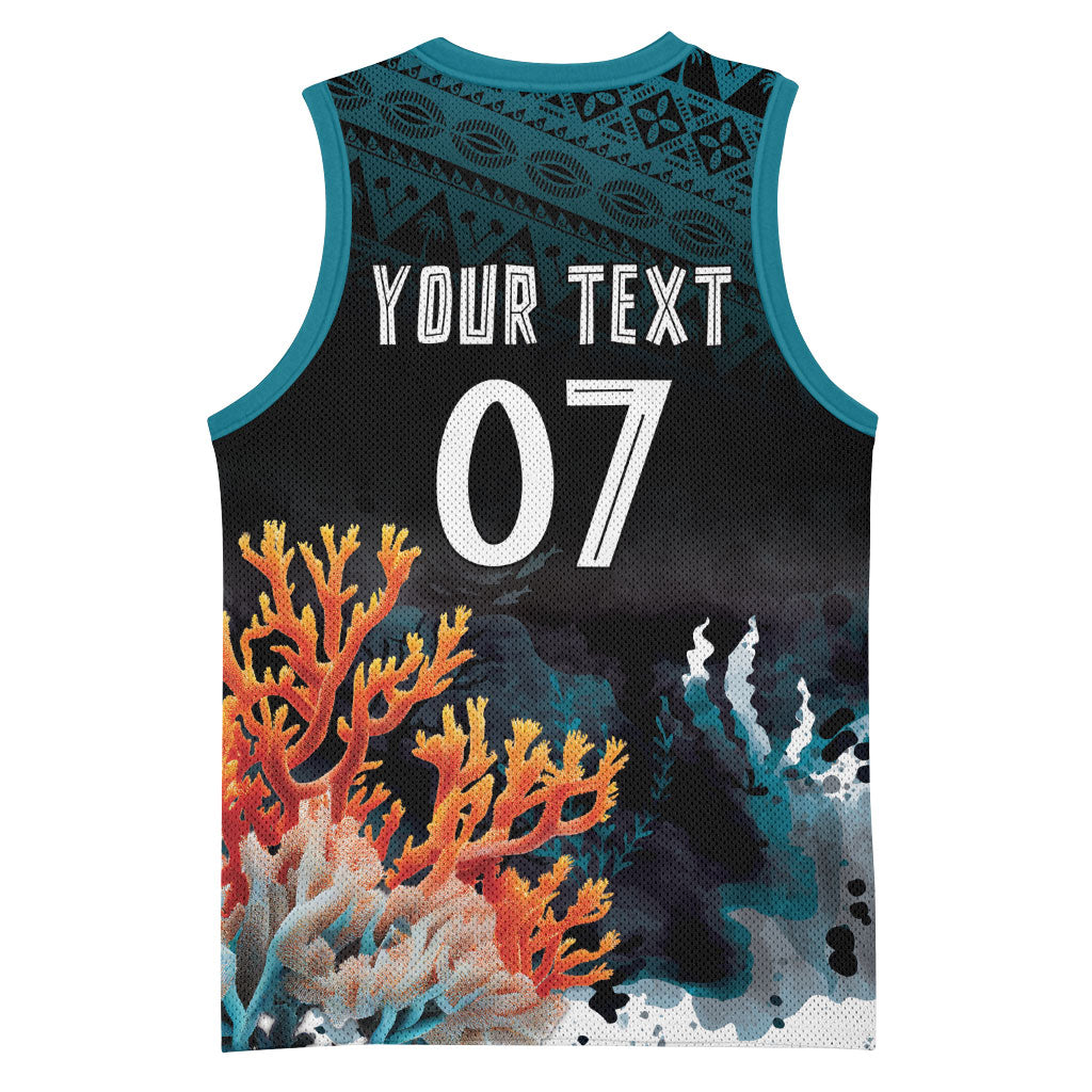 Fiji Bati Rugby Custom Viti Masi Basketball Jersey Coral Motifs