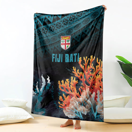 Fiji Bati Rugby Viti Masi Blanket Coral Motifs