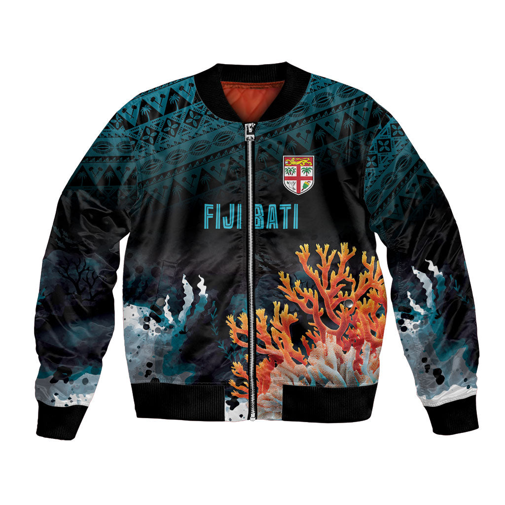 Fiji Bati Rugby Custom Viti Masi Bomber Jacket Coral Motifs