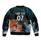 Fiji Bati Rugby Custom Viti Masi Bomber Jacket Coral Motifs