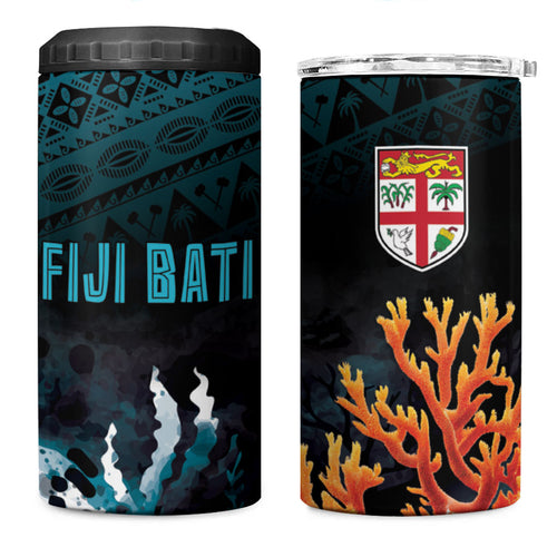 Fiji Bati Rugby Viti Masi 4 in 1 Can Cooler Tumbler Coral Motifs
