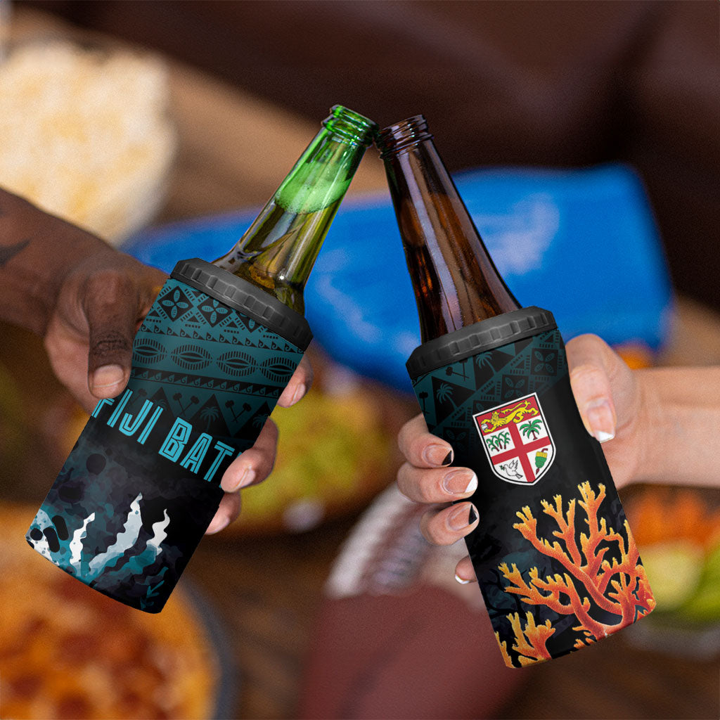Fiji Bati Rugby Viti Masi 4 in 1 Can Cooler Tumbler Coral Motifs