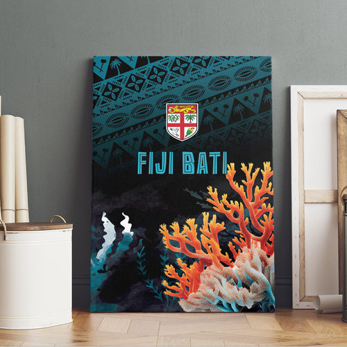 Fiji Bati Rugby Viti Masi Canvas Wall Art Coral Motifs