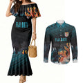 Fiji Bati Rugby Custom Viti Masi Couples Matching Mermaid Dress and Long Sleeve Button Shirt Coral Motifs