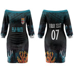 Fiji Bati Rugby Custom Viti Masi Couples Matching Off The Shoulder Long Sleeve Dress and Long Sleeve Button Shirt Coral Motifs