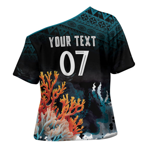 Fiji Bati Rugby Custom Viti Masi Cross Shoulder Shirt Coral Motifs