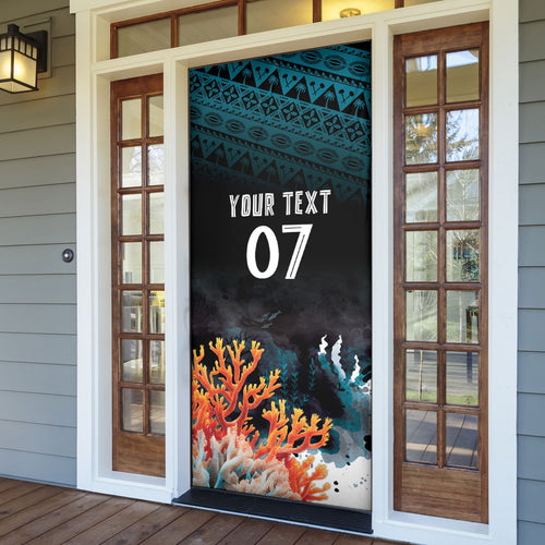 Fiji Bati Rugby Custom Viti Masi Door Cover Coral Motifs