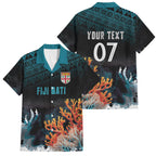 Fiji Bati Rugby Custom Viti Masi Family Matching Long Sleeve Bodycon Dress and Hawaiian Shirt Coral Motifs