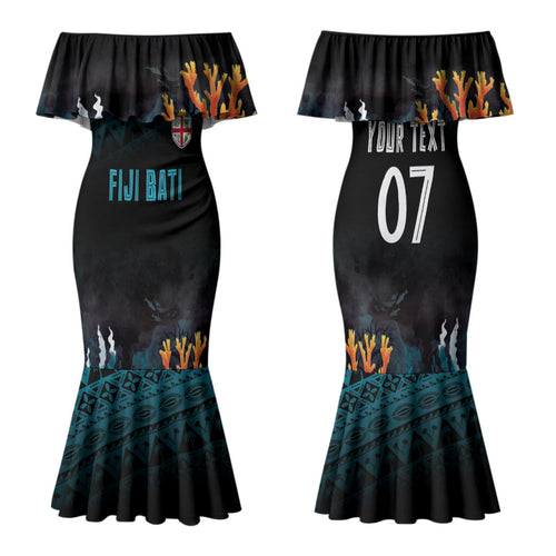Fiji Bati Rugby Custom Viti Masi Family Matching Mermaid Dress and Hawaiian Shirt Coral Motifs