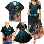 Fiji Bati Rugby Custom Viti Masi Family Matching Summer Maxi Dress and Hawaiian Shirt Coral Motifs