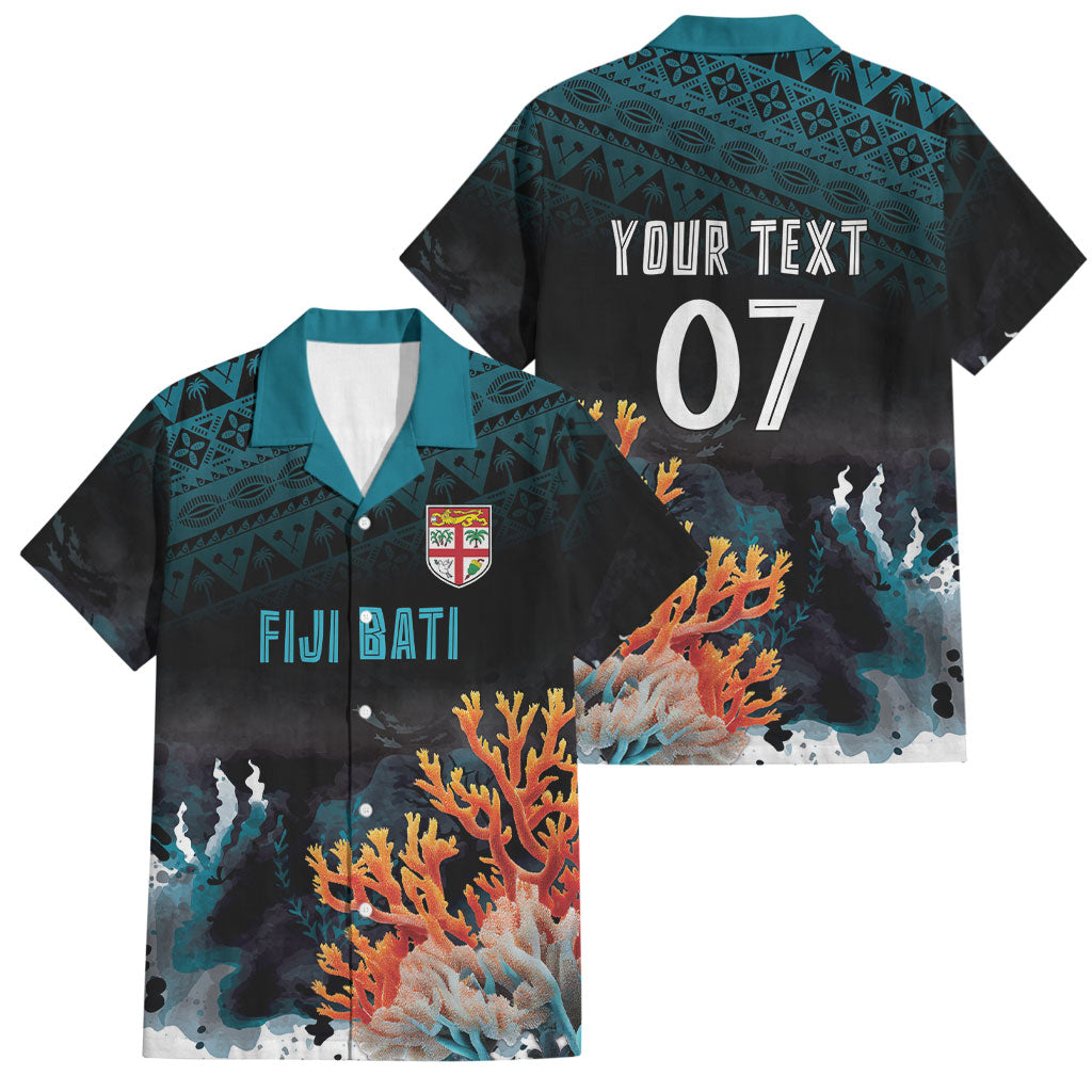 Fiji Bati Rugby Custom Viti Masi Family Matching Summer Maxi Dress and Hawaiian Shirt Coral Motifs