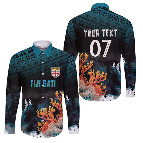 Fiji Bati Rugby Custom Viti Masi Family Matching Summer Maxi Dress and Hawaiian Shirt Coral Motifs